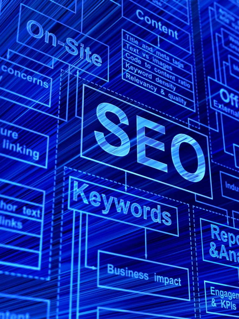 seo in bright blue